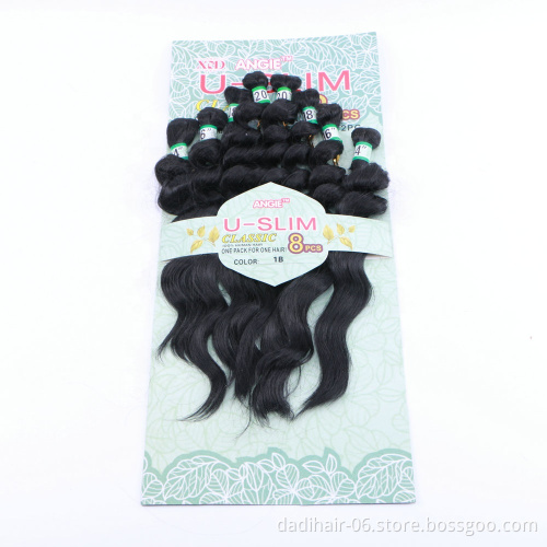 Adorable cheap premium fiber U-SLIM 8pcs hair weaves,popular natural hair synthetic hair extensions for black women